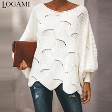 LOGAMI Hollow out women sweaters and pullovers bat sleeve loose sweater woman casual sweters women invierno 2019 2024 - buy cheap