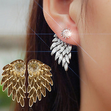 2021 Women's Angel Wings Rhinestone Inlaid Alloy Ear Studs Party Jewelry Earrings  E640 2024 - buy cheap