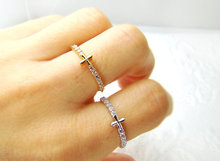 Женское кольцо с крошечным крестом, кольцо с кристаллами для женщин, ювелирные изделия, идея для подарка подружки невесты 2024 - купить недорого