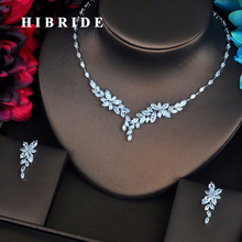 Hibride conjunto de joias com formato de folha brilhante, joias para mulheres, conjunto de colar de noiva, acessórios para vestido de casamento 2024 - compre barato