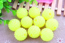 Kwoi vita Neon Yellow  Clear  Resin Rhinestone Ball  beads Wholesales  AAA Quality 20mm Chunky 100pcs/lotfor Kids  Jewelry 2024 - buy cheap