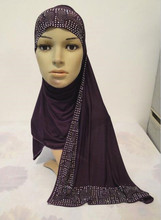 Hijab extraíble con chal, hijab de amira con piedras, nuevo estilo H1051, entrega rápida 2024 - compra barato