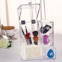 High Quality Acrylic Pearl Box Cosmetic Case Lipstick Holder Makeup Organizer Cotton Swab Box Cosmetic Display Box 2024 - buy cheap