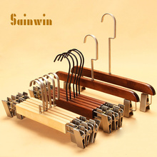 Sainwin 5pcs/lot adult child vintage hanger wood pants clip  wooden hangers for clothes rack (30pcs can LOGO) 2024 - buy cheap