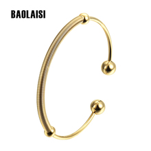 BAOLAISI Women New Bangles Spring Frosted Shape Circle Stainless Steel Bracelets & Bangles Gold Color Bracelets Fashion Jewelry 2024 - buy cheap