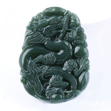 KYSZDL-Colgante de dragón tallado a mano para hombres y mujeres, joyería de moda con diseño del zodiaco chino, de HeTian Qingyu natural, envío gratis 2024 - compra barato