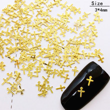 500Pcs/Lot 3*4mm Gold  Mini Cross Rivets Metal Alloy Nail Art Decorations 3D Nail Sticker for Manicure 2024 - buy cheap