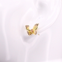 3Pairs, Gold Stud Earrings NEW Trendy Butterfly Shape Zirconia Rainbow Earrings Rainbow Crystal For Women Girl 2024 - buy cheap
