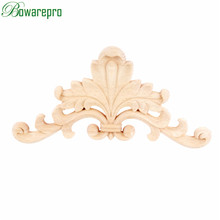 Bowarepro-Marco con apliques tallado de flores, apliques de madera naturales para muebles, armario, molduras sin pintar, calcomanía decorativa de 20/23CM 2024 - compra barato