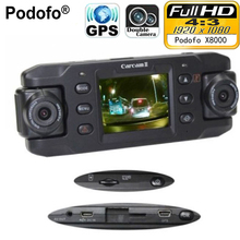 Podofo Dual Lens Car Camera Two Lens Vehicle DVR Dash Cam Loop Recorder GPS Tracker Tracking G-sensor CA365 X8000 Twins Cam DVRs 2024 - buy cheap
