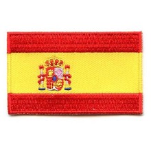Brocha plana de Parches de bandera tejida personalizada, fabricante de Etiqueta de ropa de España, con hierro en la parte posterior, acepta moq50 Uds. 2024 - compra barato