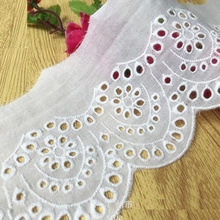 100% Cotton Lace Eyelet Embroidery Lace Fabrics 14 Yards Diy Appliqued Vintage Flower Scalloped Trims Off White 9.0cm 2024 - buy cheap