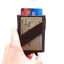 Hot 2020 Aluminum Slim PU Leather Rfid Blocking Wallet Metal ID Business Card Holders Wallets Automatic slide Credit Cardhoder 2024 - buy cheap