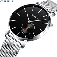 Relógio masculino crrju, relógio casual preto de quartzo com design exclusivo luxuoso para homens, relógio de pulso simples e da moda de negócios 2024 - compre barato