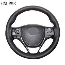 GNUPME-Protector de cuero Artificial para volante de coche, accesorio negro de costura a mano para Toyota Carola 2003-2017RAV4 2002-2014 2024 - compra barato