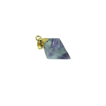 Natural Stone Rhombus Pendant Green Purple Crystal Quartz gold point pendant chakra fluorite women pendant 2024 - buy cheap