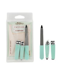 3 pçs/set Mint Verde Oblique Prego Clippers Tesoura de Aço Inoxidável Cortador de Unhas Pedicure Ferramenta Lixa de Unha Manicure Jogo da Faca 2024 - compre barato