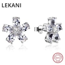 LEKANI Crystals From Swarovski Flower Stud Earrings Real S925 Silver Piercing Fine Jewelry For Women Wedding 2018 Christmas Gift 2024 - buy cheap