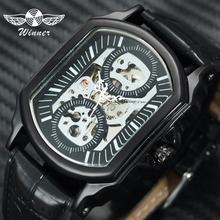 WINNER Official Fashion Dress Automatic Mechanical Watch Men Leather Strap Skeleton Dial Sports Mens Watches Top Brand Luxury 2024 - buy cheap