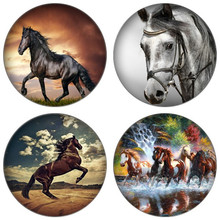ZDYING Wholesale 5pcs Round Wild Horses Running Glass Cabochon & Glass Dome Picture DIY Demo Flat Back Making Findings 2024 - buy cheap