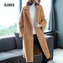 XJXKS manteau femme hiver winter coat women casaco feminino turn-down collar 2019 new sale fuzzy outwear women wool coat 2024 - buy cheap