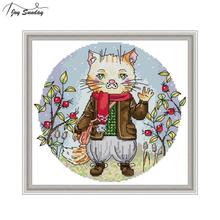 Joy Sunday Counted Cross Stitch Fabric Canvas Aida 14ct 11ct Cat Patterns Embroidery Kit Almost Perfect Kits DMC DIY Needlework 2024 - buy cheap