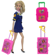 NK 2 шт./компл. аксессуары для кукол 3D дорожный поезд чемодан Пластиковая мебель детские игрушки игровой домик для куклы Барби подарок DZ 2024 - купить недорого
