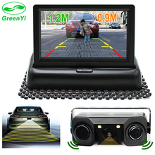 GreenYi Folding 4.3 Inch TFT LCD Rearview Monitor with Car Rear View Video Parking Camera with Night Vision LED Sensor 2024 - buy cheap