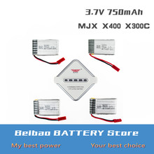 4 pcs MJX x800 Lipo battery 3.7V 750mAh with USB charger cable with box for MJX X400 x300c rc drone Helicopters Airplanes parts 2024 - buy cheap