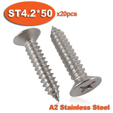 20pcs DIN7982 ST4.2 x 50 A2 Stainless Steel Self Tapping Screw Cross Recessed Countersunk Head Self-tapping Screws 2024 - buy cheap