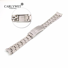 Carlywet-pulseira de relógio para submariner, 20mm, prata e aço inoxidável, ponta curvada sólida, fecho de fecho para relógio 2024 - compre barato