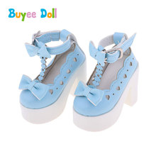 1 par 7.8cm couro sapatos de salto alto para 1/3 bjd boneca bebê mini sapatos de brinquedo com bowknot colorido moda boneca acessórios 2024 - compre barato