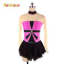 Nasinaya Figure Skating Dress Customized Competition Ice Skating Skirt for Girl Women Kids Gymnastics Rose Red Black 2024 - buy cheap
