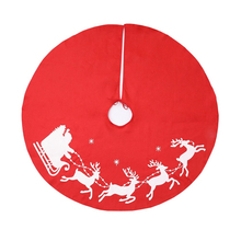100cm Red Christmas Tree Skirt Mat Reindeer Sled Santa Claus Caribou Polyester Snowflakes Xmas Tree Cover Decor Party Decoration 2024 - buy cheap