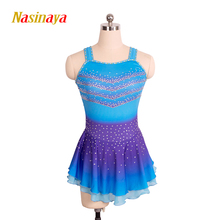 Figure Skating Dress Costume Customized Competition Ice Skating Skirt for Girl Women Kids Gymnastics Performance Blue Purple 2024 - buy cheap