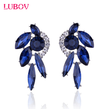 LUBOV Sparkling Rhinestone Stud Earrings Acrylic Crystal Stone Women Piercing Earrings Trendy Wedding Jewelry Christmas Gift 2024 - buy cheap