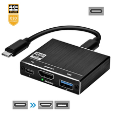 Usb-концентратор Thunderbolt 3, концентратор USB 3,1-HDMI, USB Type-C 100 Вт, зарядный порт USB 3,0, адаптер для MacBook Pro, Samsung S9, 2019 2024 - купить недорого