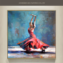 Skill Artist Spanish Dancer Oil Painting Hand Painted HQ Flamenco Dancer Blue Oil Painting On Canvas For Wall Decoration 2024 - buy cheap