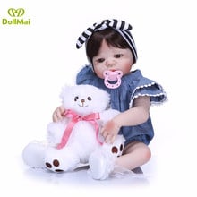 55cm Full Silicone Reborn Girl Baby Doll Toys 22" Realistic simulation delicate face Doll Lovely Birthday Gift Present for sale 2024 - buy cheap