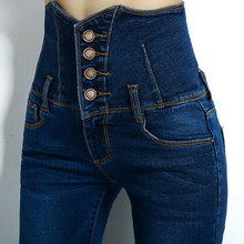 Mulheres Do Vintage de Cintura Alta Jeans Pencil Estiramento Denim Calças Femininas Calças Skinny Slim Plus Size 2024 - compre barato
