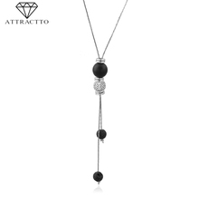 ATTRACTTO Lava Natural Stone Beads Necklaces&Pendants For Women Chain Long Adjustable Necklace Charms Jewelry Necklace SNE190013 2024 - buy cheap