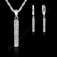 Cubic Zirconia Woman Loop Earring Pendant Necklace Jewelry 925 Sterling Silver White Gold Color Top Quality Fashion Set 2024 - buy cheap