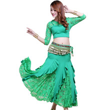 Saia para dança do ventre, conjunto de roupas indianas com corrente de cintura, moeda dourada, oriental, bollywood, traje de dança do ventre 2024 - compre barato