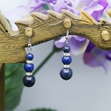 Estilo Retro Azul Escuro Natural Lapis lazuli pedra lasurite contas Brincos para mulheres das meninas das senhoras presentes fazendo design de jóias 2024 - compre barato