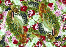 Telas de marca de gran oferta, vestido de seda con estampado de flores verdes y pavo real, tela de seda satinada elástica 97%, tela de seda de Mora, Cheongsam 2024 - compra barato