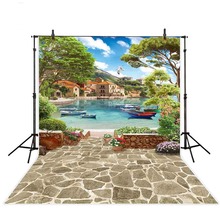 Scenery Photography Backdrop Venice Summer Lake Ship Stone Flower Photo Background Studio Photocall Photophone View 2024 - buy cheap