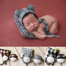 Dvotinst-Accesorios de fotografía para recién nacido, gorro a cuadros para bebé, almohada, bonito conjunto suave, accesorios para sesión de fotos en estudio 2024 - compra barato