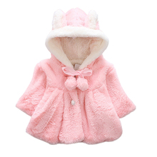 Casaco de inverno com orelha de coelho, jaqueta e capa de pele para bebês meninas recém-nascidas com pelo, roupa de neve 2018 2024 - compre barato