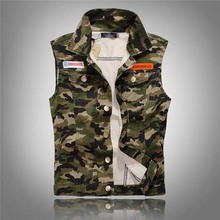 Mens Vest Jeans Casual Slim Camouflage Denim Vest Sleeveless Jacket Cotton Waistcoats Colete M-4XL 2024 - buy cheap