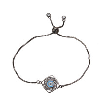 1pc Evil Eye Charms Bracelet Geometric Copper Zircon Bracelets Rose gold Silver Color Chain Fashion Women Jewelry 2024 - buy cheap